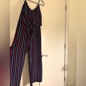 Striped Navy and Red Jumpsuit